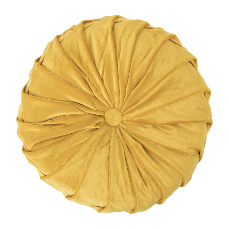 Sierkussen gevlochten rond - geel - ⌀30 cm