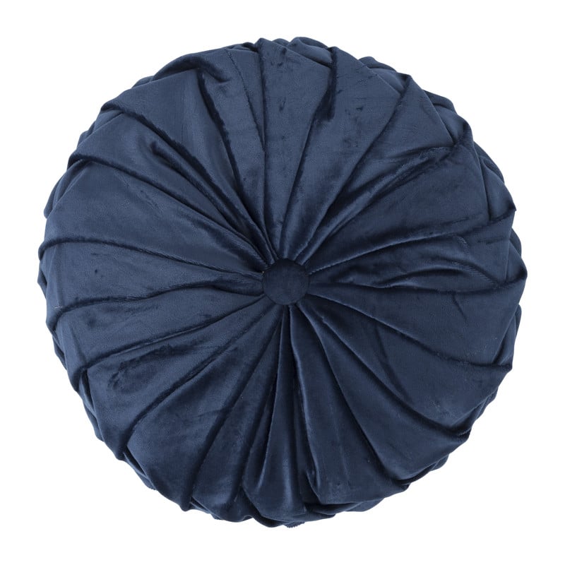 Sierkussen gevlochten rond - donkerblauw - ⌀30 cm