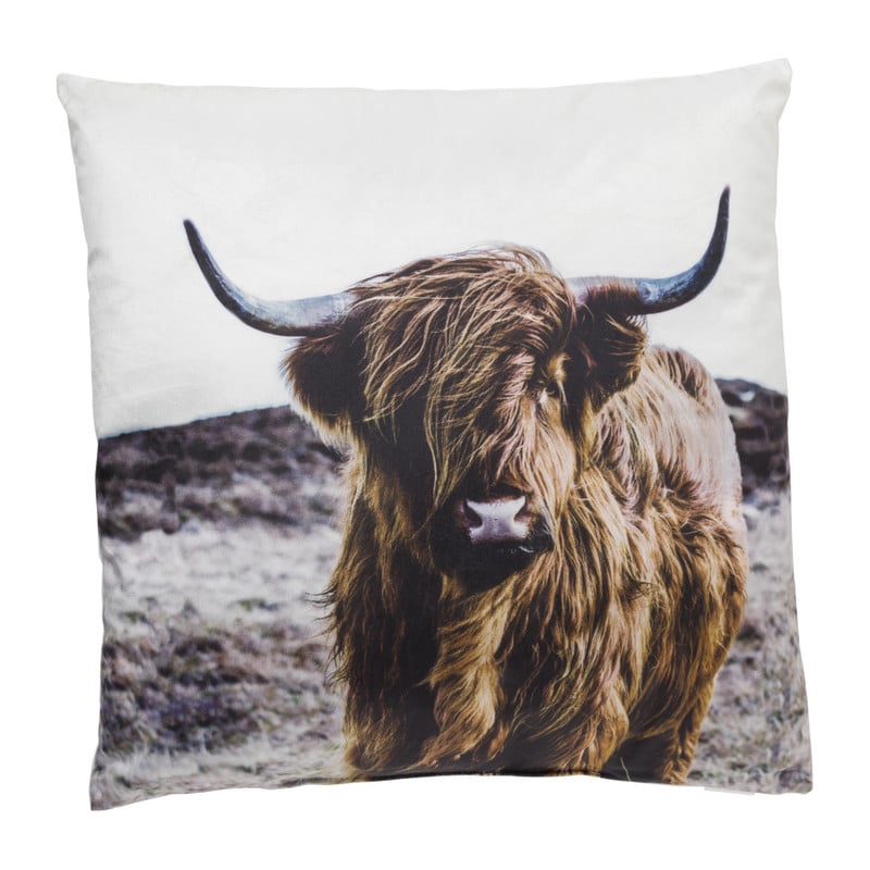 Sierkussen schotse hooglander - multikleur - 45x45 cm