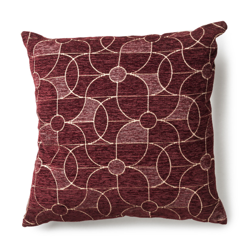 Sierkussen chenille art deco - bordeauxrood - 45x45 cm
