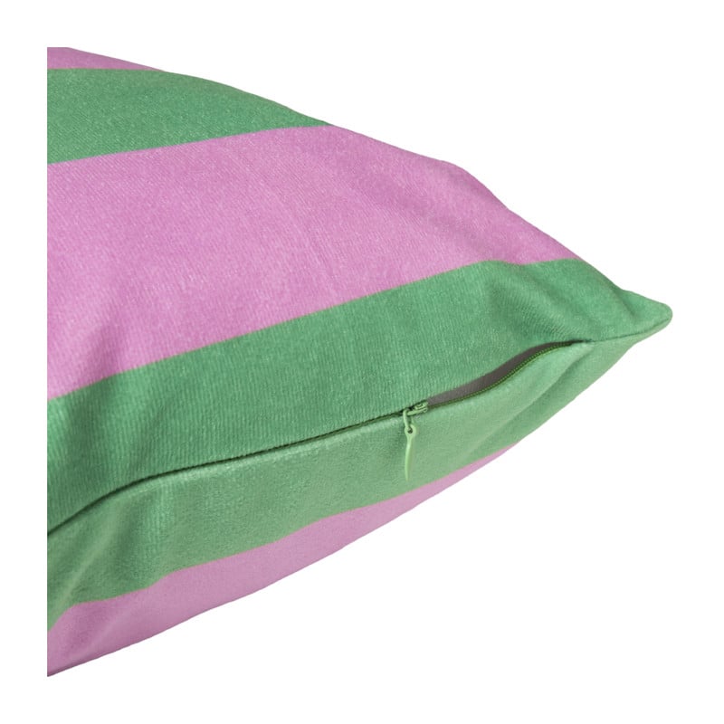 Kussen streep - groen/roze - 45x45 cm
