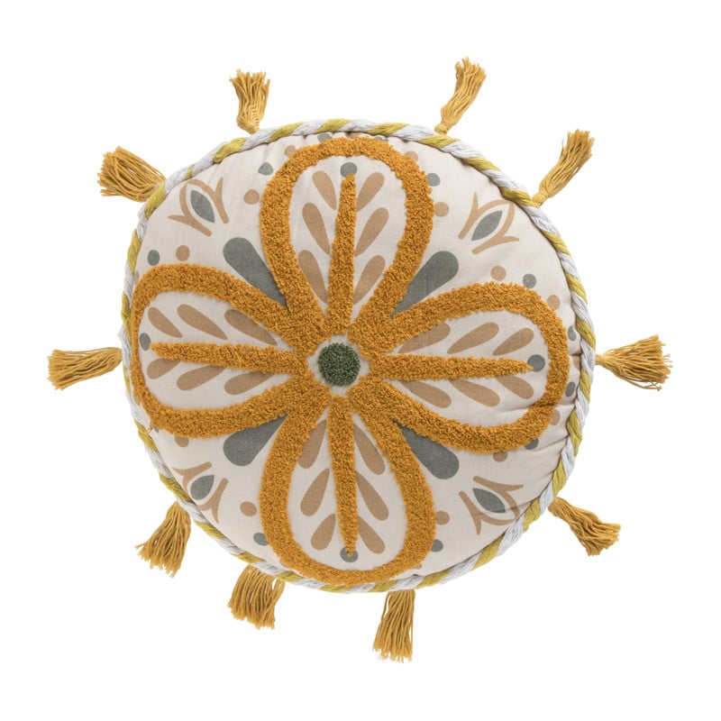 Kussen rond tassels - terra - ø40 cm
