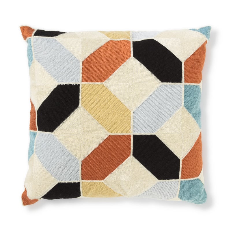 Kussen geometrisch - koraal - 45x45 cm