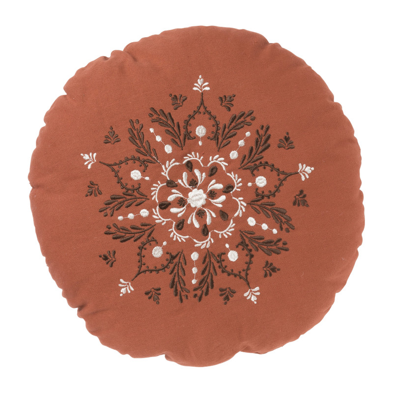 Kussen embroidery - rood - ø40x40 cm