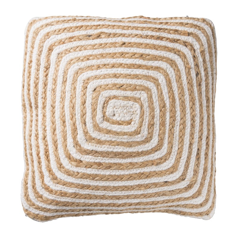 Sierkussen gevlochten jute - naturel/wit - 45x45 cm 