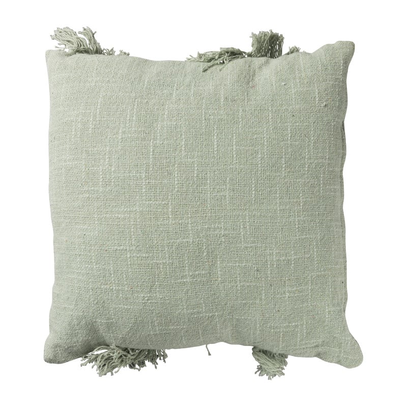 Sierkussen met franjes - groen - 45x45 cm 