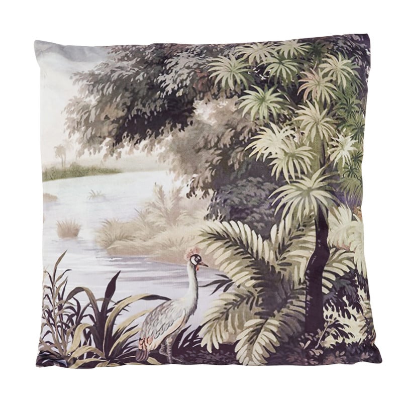 Sierkussen fluweel - kraanvogel - 45x45 cm