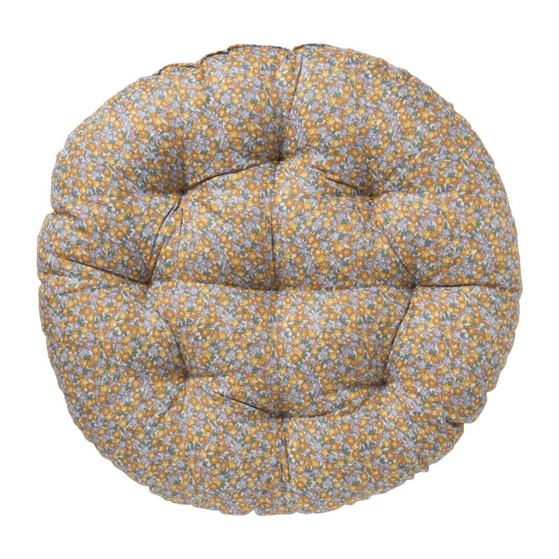 Kussen bloemen rond - oranje - ø36x36 cm