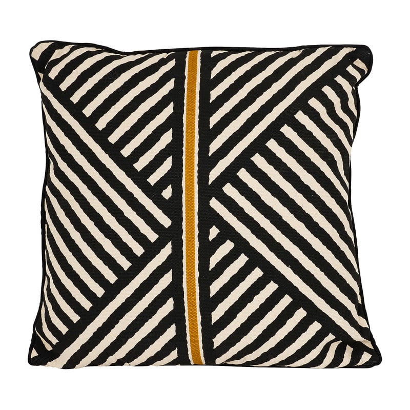 Sierkussen lijnen - zwart/goud - 45x45 cm