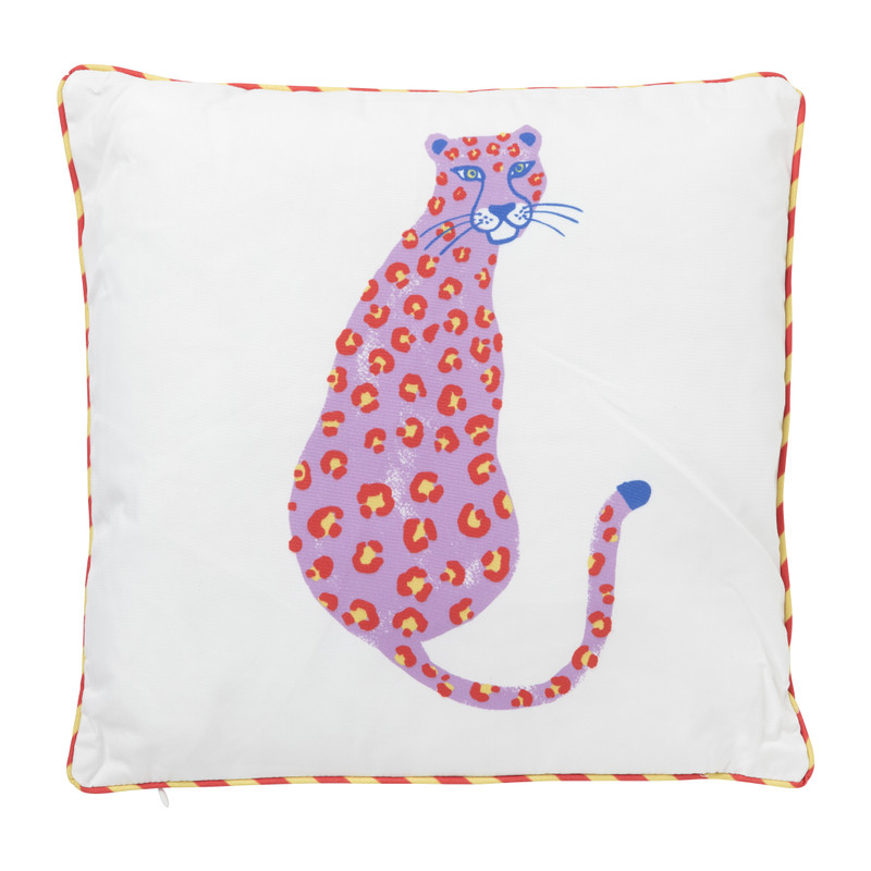 Kussen funky luipaard - wit - 45x45 cm