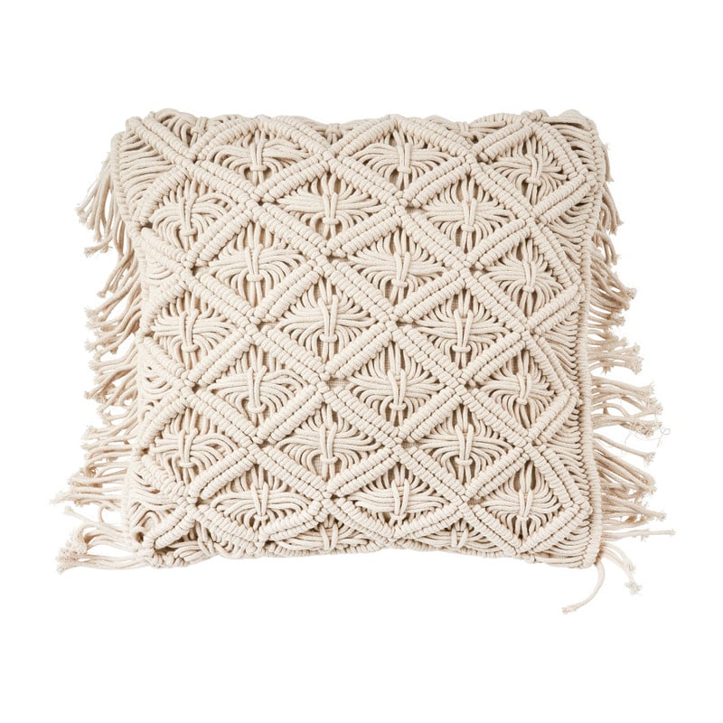 Sierkussen macrame - wit - 45x45 cm