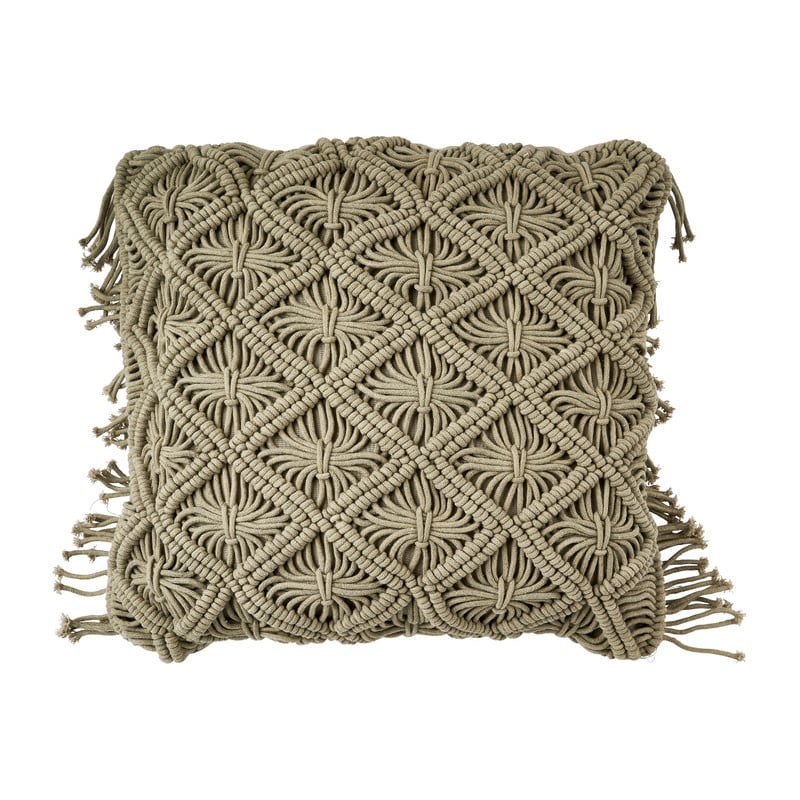 Sierkussen macrame - groen - 45x45 cm