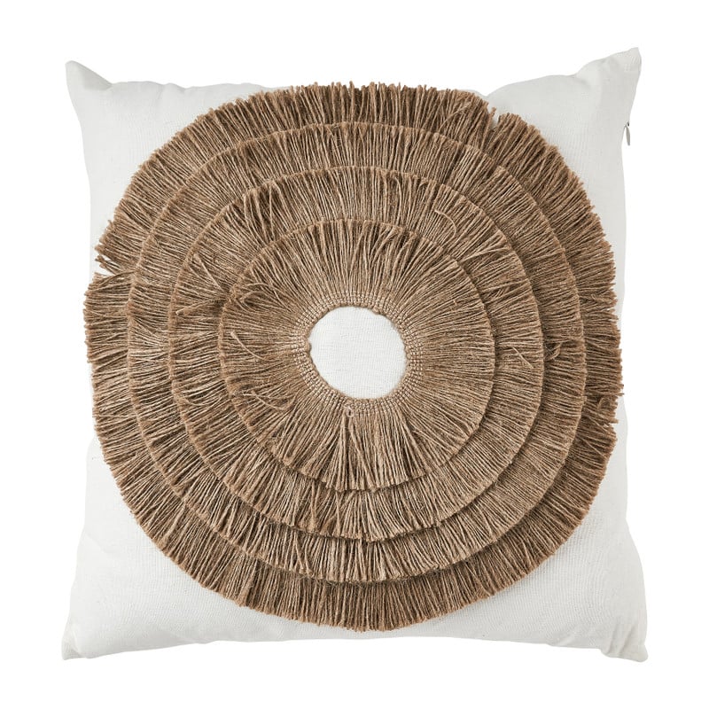 Sierkussen mandala riet - wit - 43x43 cm