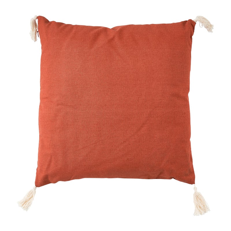 Sierkussen borduursel en tassels - terra - 45x45 cm