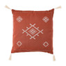 Sierkussen borduursel en tassels - terra - 45x45 cm