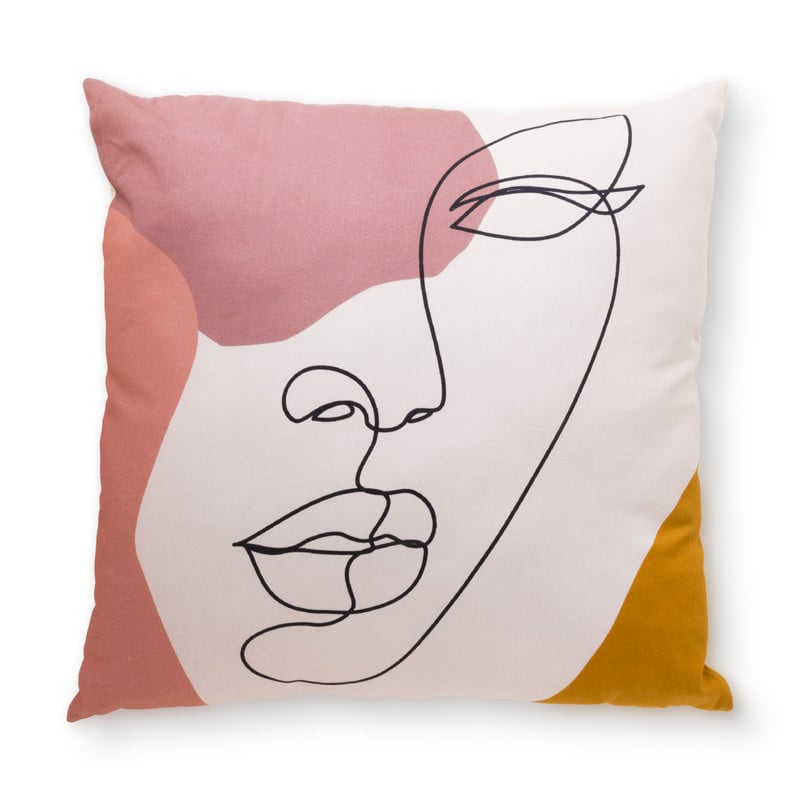 Sierkussen gezicht - roze - 45x45 cm