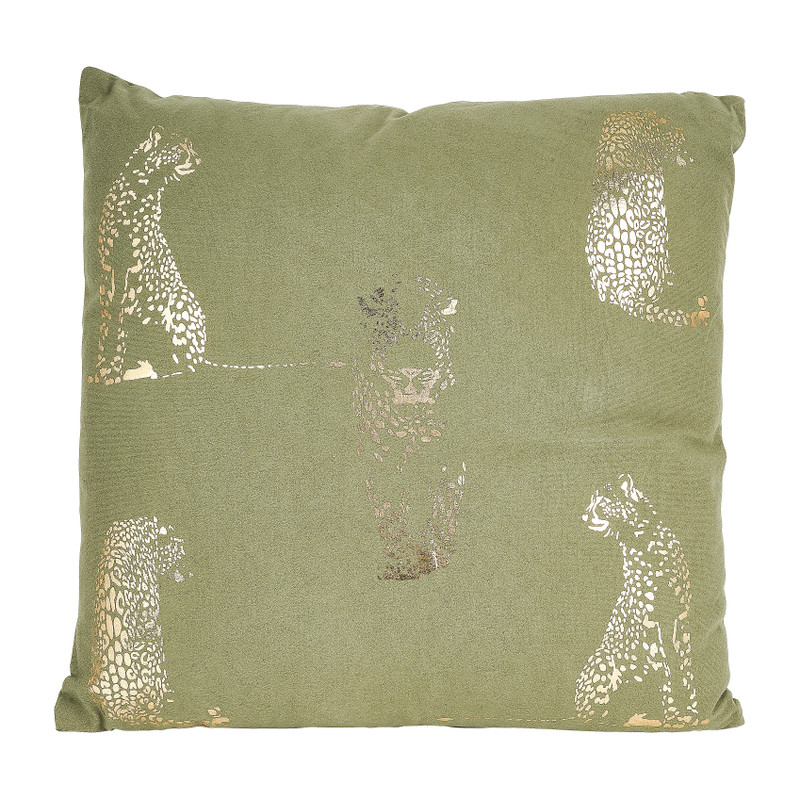 Sierkussen velvet luipaard - groen/goud - 45x45 cm 