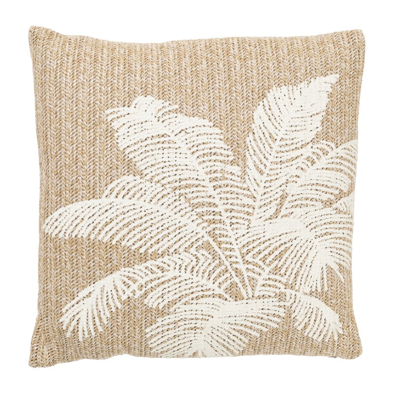Sierkussen palmboom riet - beige - 42x42 cm 