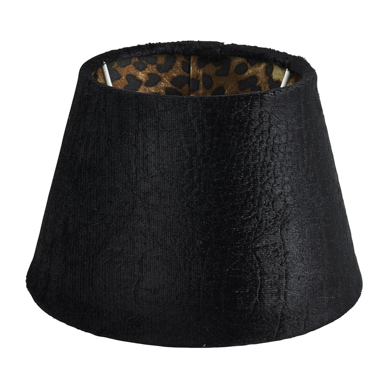 Lampenkap luipaard velvet - zwart - Ø18 cm