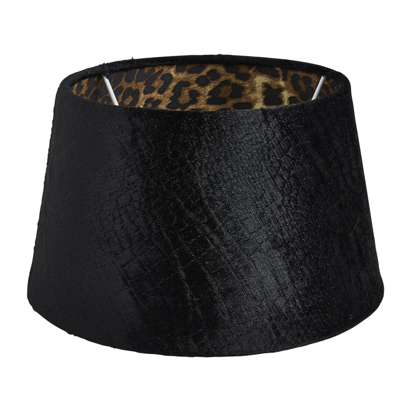 Lampenkap luipaard velvet - zwart - Ø23 cm