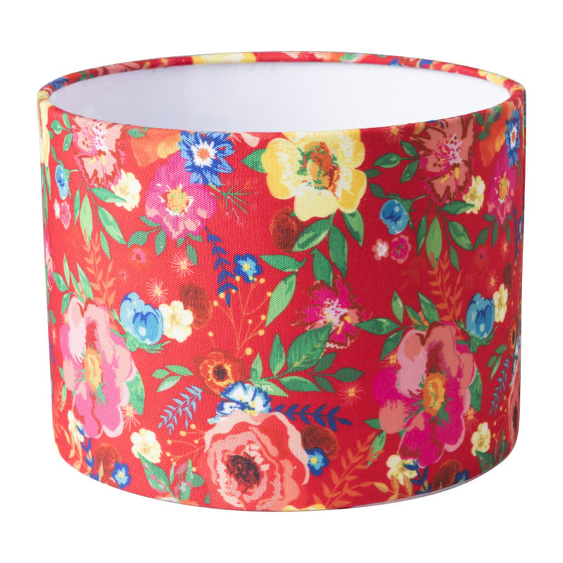 Lampenkap bloemenprint - rood - 20x15 cm