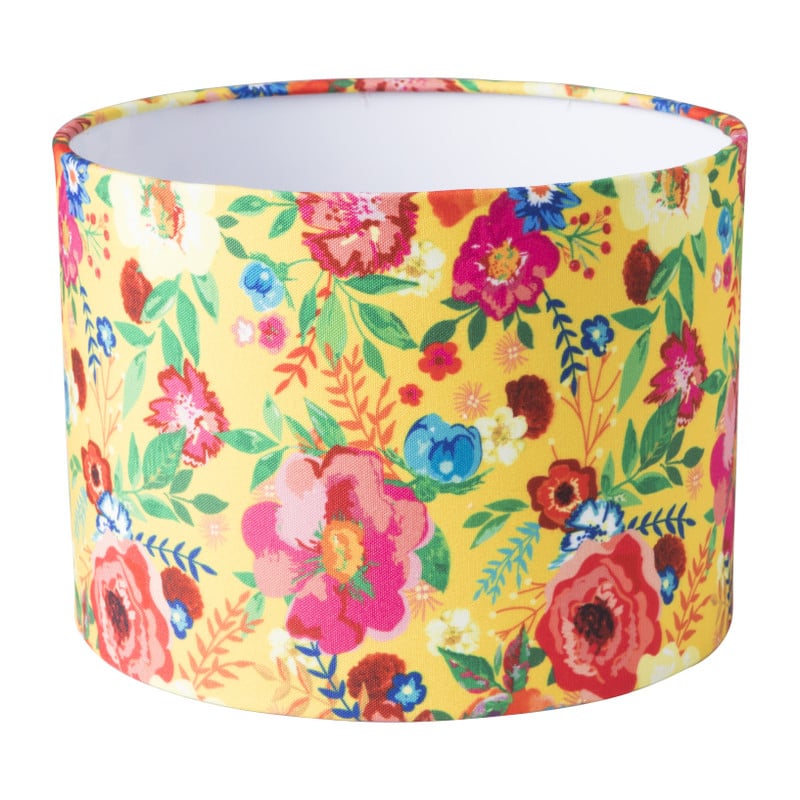 Lampenkap bloemenprint - geel - 20x15 cm