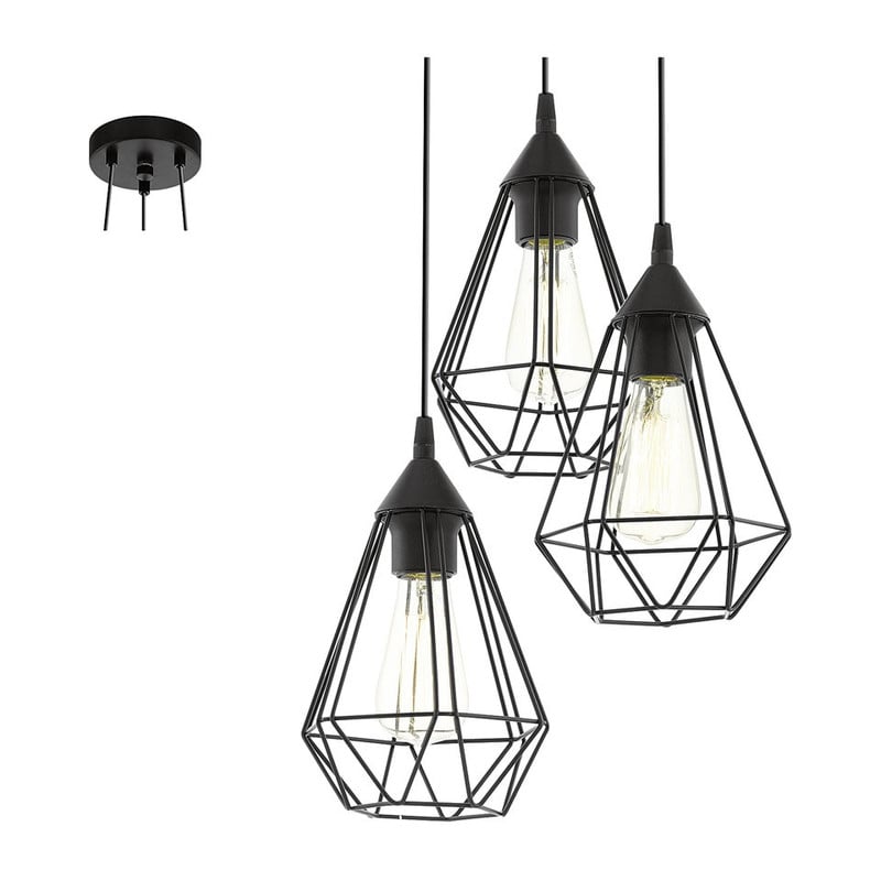 EGLO hanglamp Tarbes - 3 lichts - mat zwart