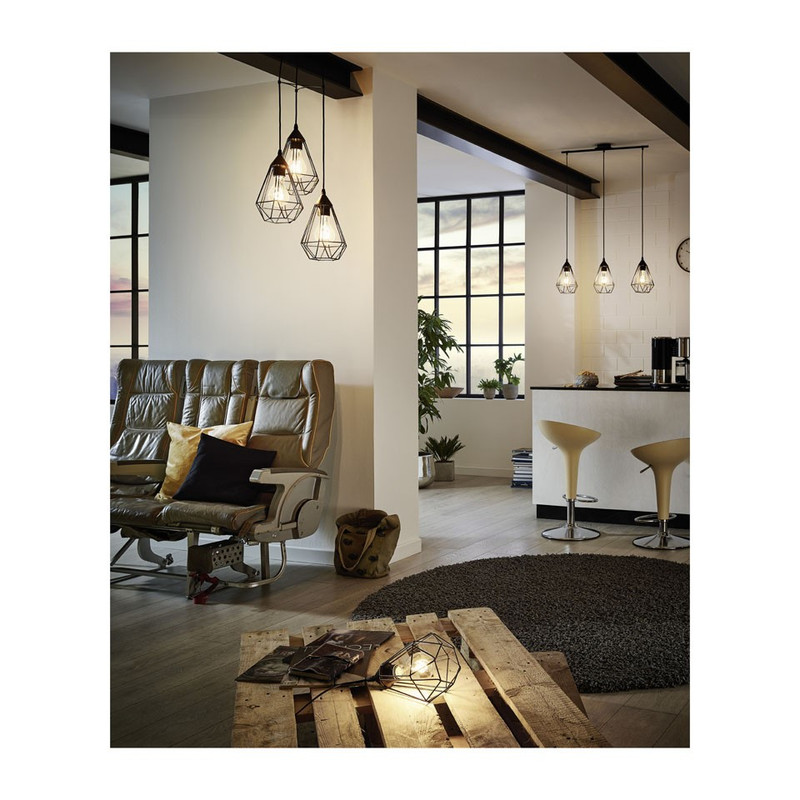 EGLO hanglamp Tarbes - 3 lichts - mat zwart