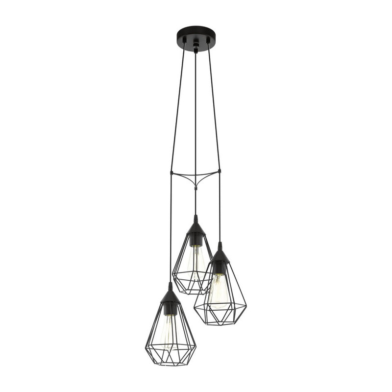 EGLO hanglamp Tarbes - 3 lichts - mat zwart