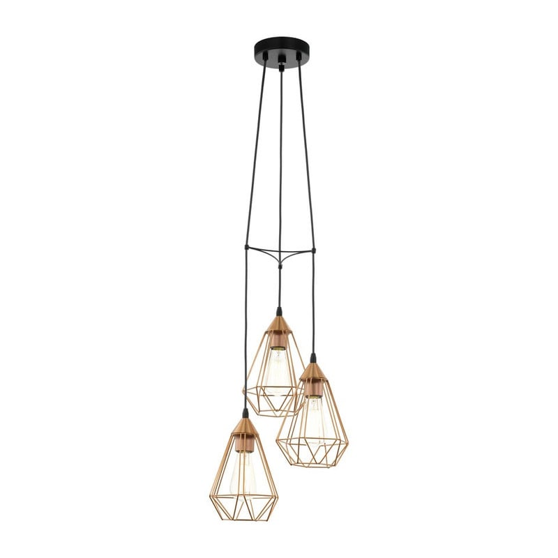 EGLO hanglamp Tarbes - 3 lichts - koperkleur