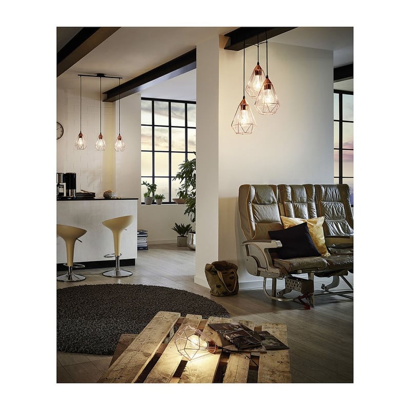 EGLO hanglamp Tarbes - 3 lichts - koperkleur