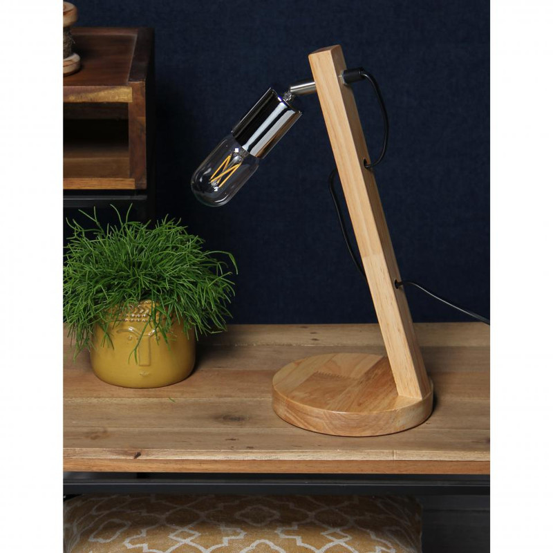 Mica Decorations tafellamp Ottawa - hout/zilver - 38 cm
