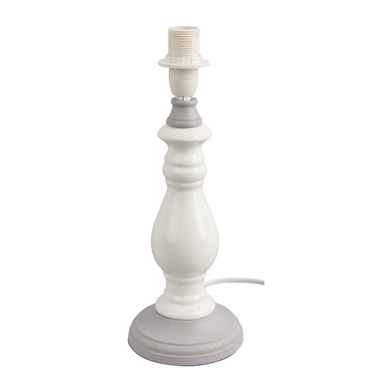 Lampenvoet hout/keramiek - wit/grijs - 30 cm