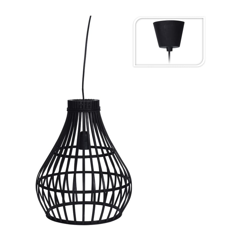 Hanglamp bamboe - zwart - ⌀ 32x39 cm