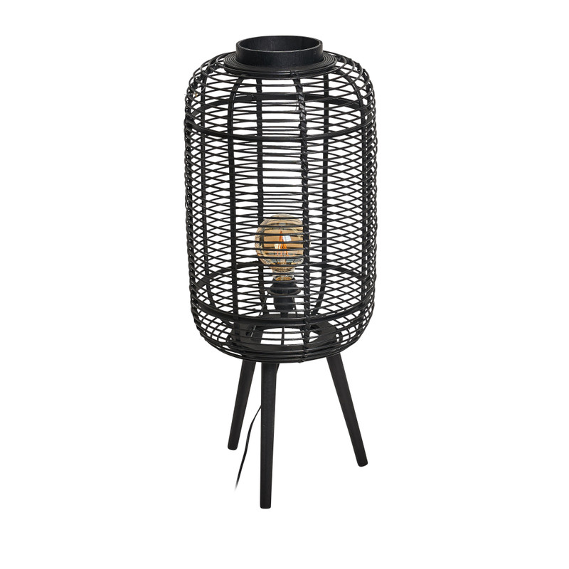 Staande lamp bamboe - zwart - 33x33x77.5 cm