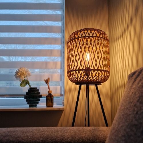 Bamboe lamp op poten - 29x29x118 cm