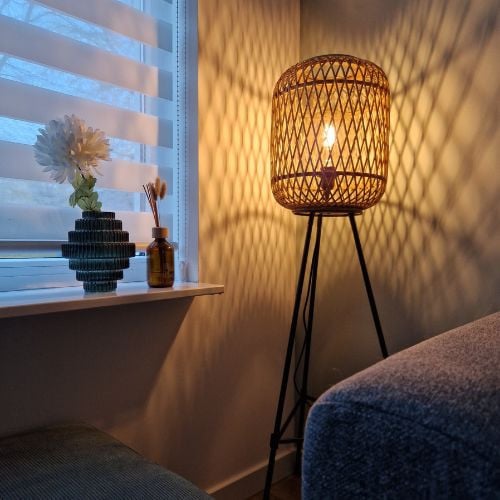 Bamboe lamp op poten - 29x29x118 cm