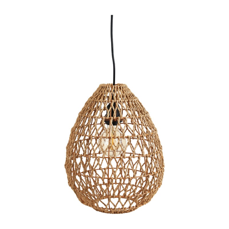 Hanglamp geweven geknoopt - naturel - Ø25x38 cm
