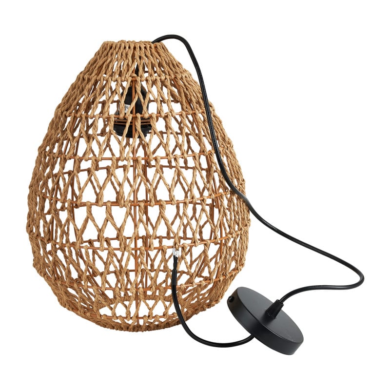 Hanglamp geweven geknoopt - naturel - Ø25x38 cm