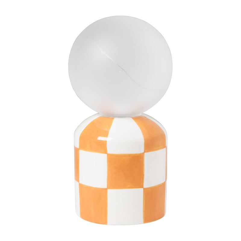Tafellamp geblokt - oranje - ø9x19 cm