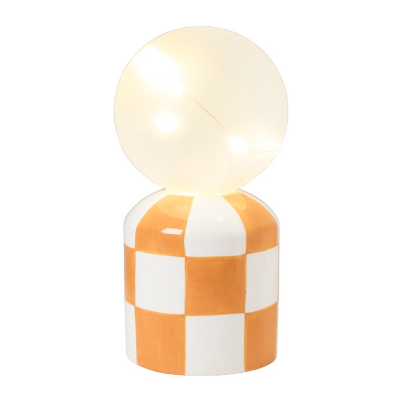 Tafellamp geblokt - oranje - ø9x19 cm