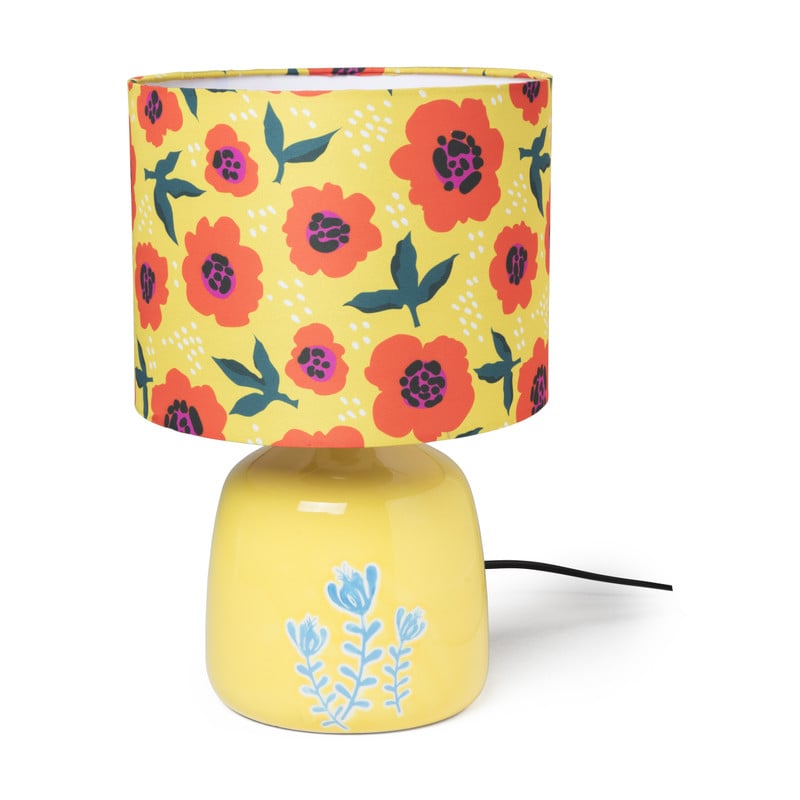 Tafellamp bloemen - geel - ø22x33.5 cm