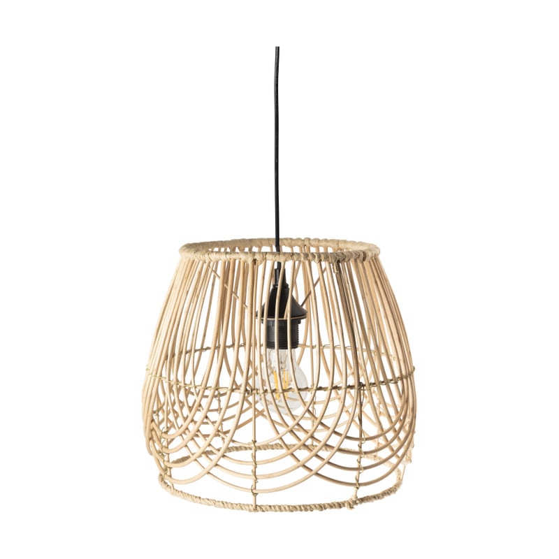 Hanglamp wilgen hout - naturel - 30x30x27 cm 