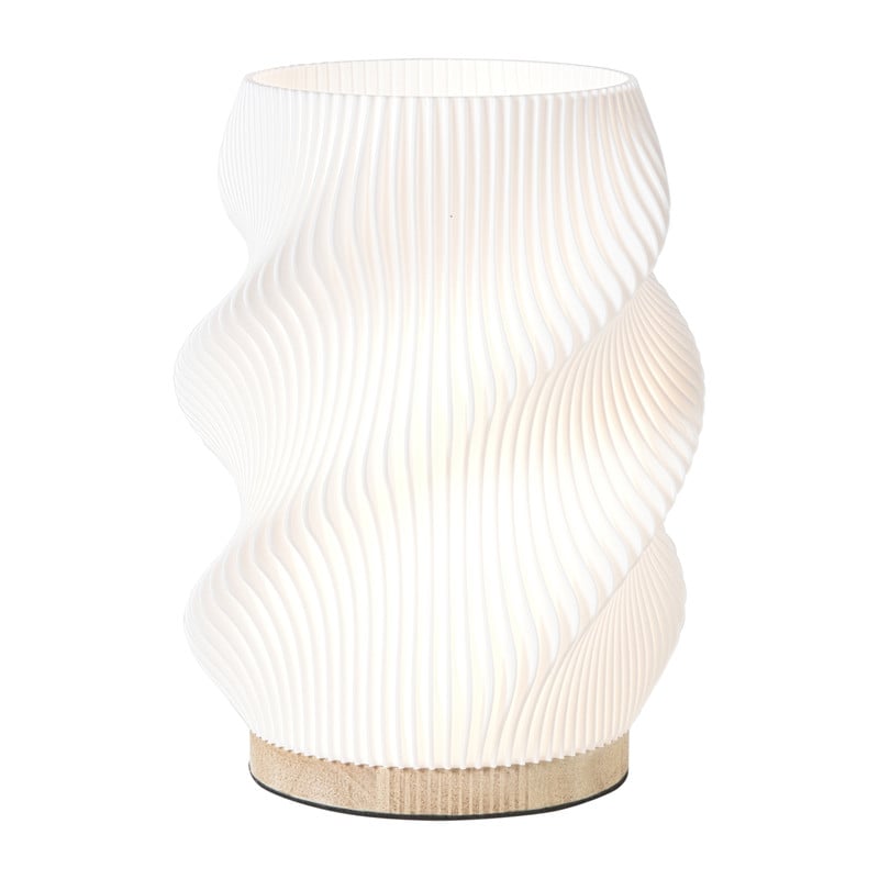Tafellamp swirl Marian - wit/bruin - ø16x20.5 cm