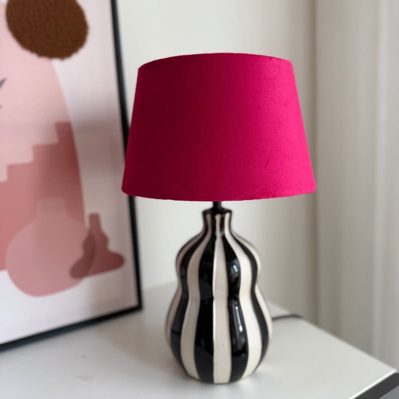 Lampvoet streepjes - zwart/wit - ø13.7x20 cm
