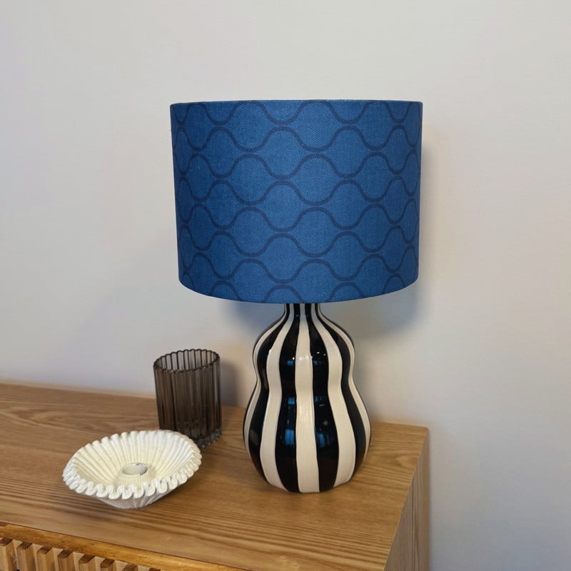 Lampvoet streepjes - zwart/wit - ø13.7x20 cm