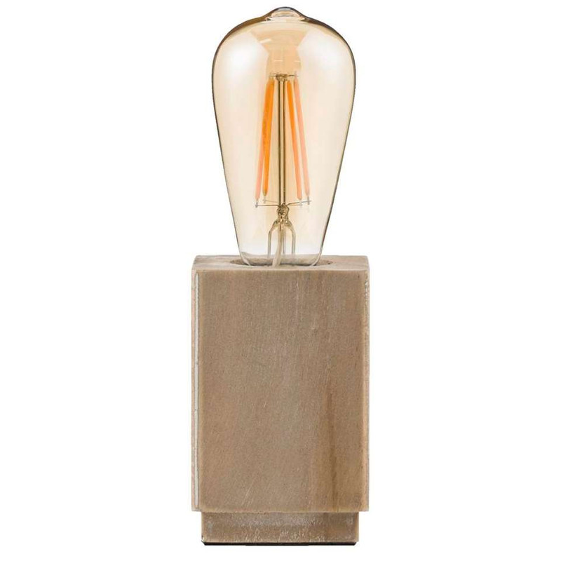Tafellamp vintage LED - hout - 9x9x26 cm