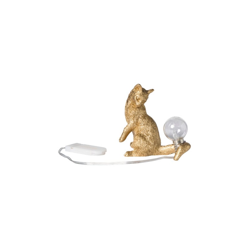 Lampje kat laag - goudkleurig - 11x10x4.5 cm