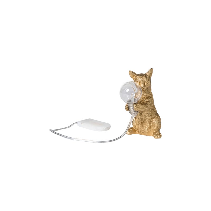 Lampje kat hoog - goudkleurig - 11x10x4.5 cm