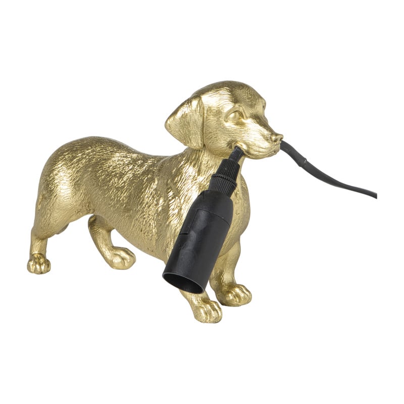 Lamp teckel - goudkleurig - 25x14.5x7.5 cm